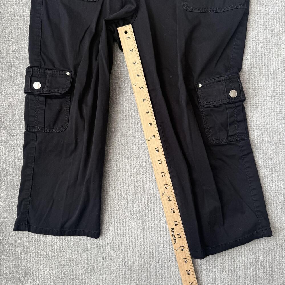 White House Black Market Pants Womens 2 Black Crop Leg Cargo Embroidered Stretch - Picture 9 of 12